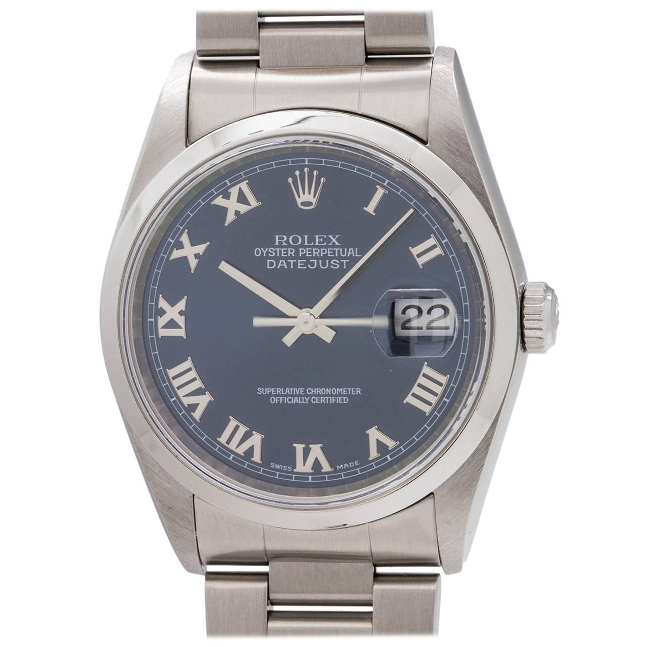 Rolex Stainless Steel Datejust self winding Wristwatch Ref 16200, circa 2002