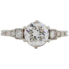 European Vintage Diamond Platinum Ring
