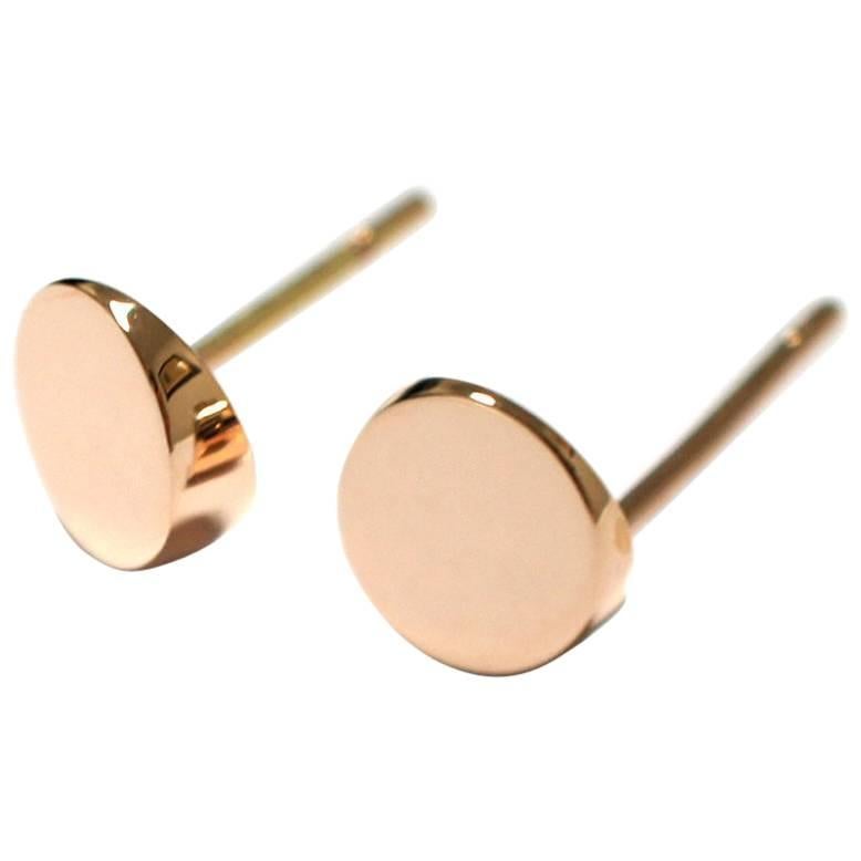 Lizunova Geometric Round Stud Earrings in 9 Karat Rose Gold For Sale