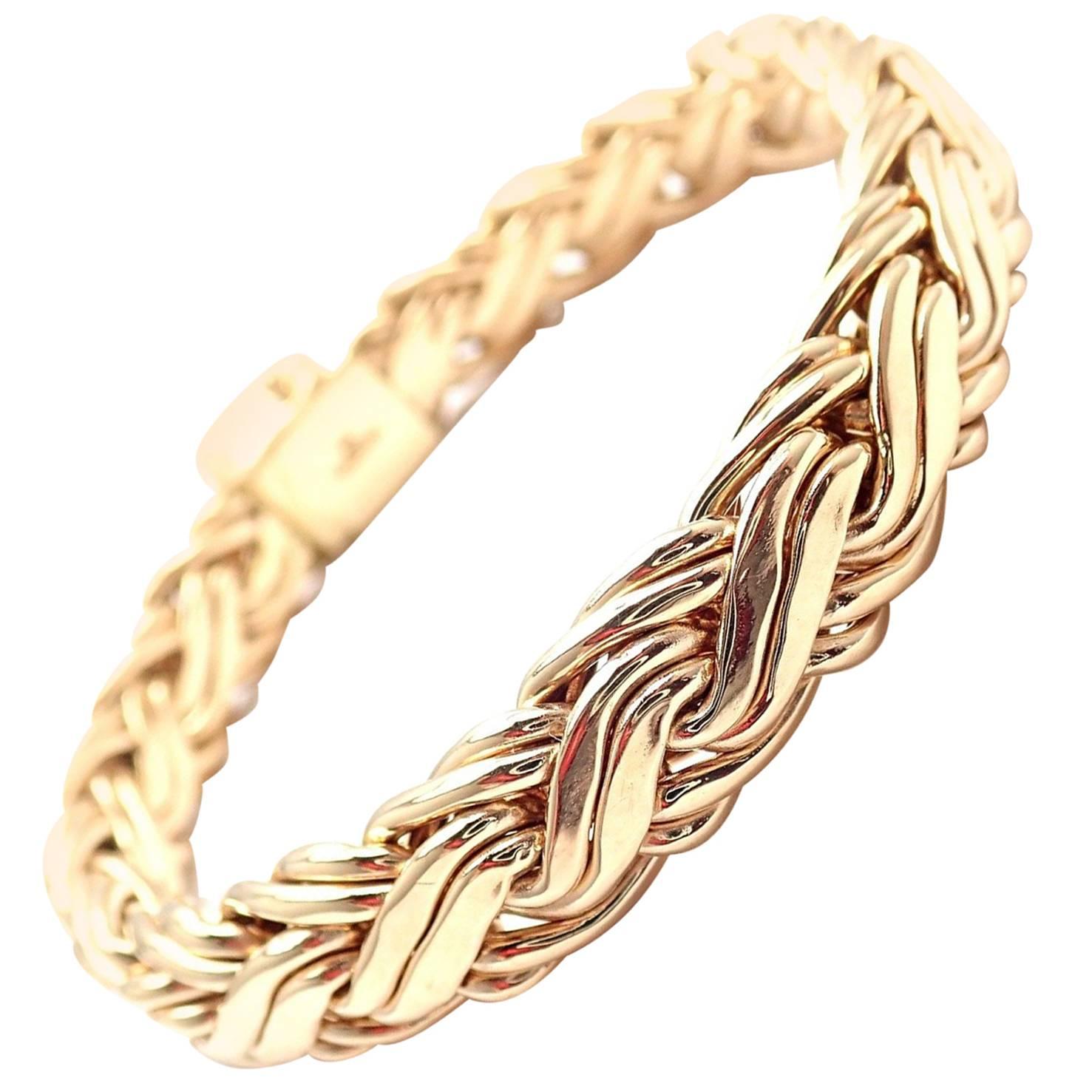 Tiffany & Co. Russian Weave Wide Link Yellow Gold Bracelet