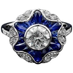1.05 Carat Diamond Sapphire Engagement Ring