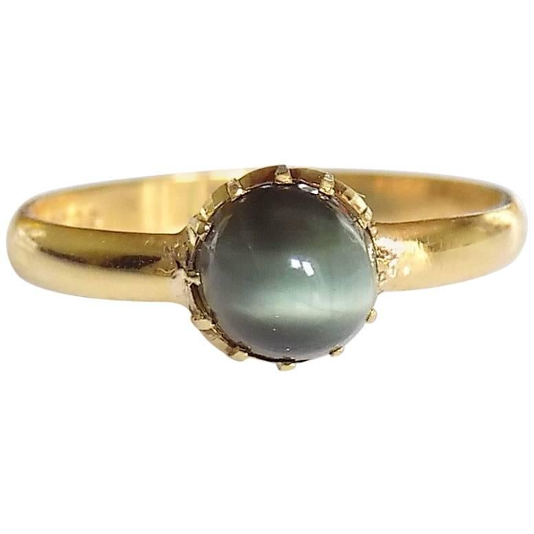 18K Victorian Gold Crysoberyl Cat`s Eye Ring