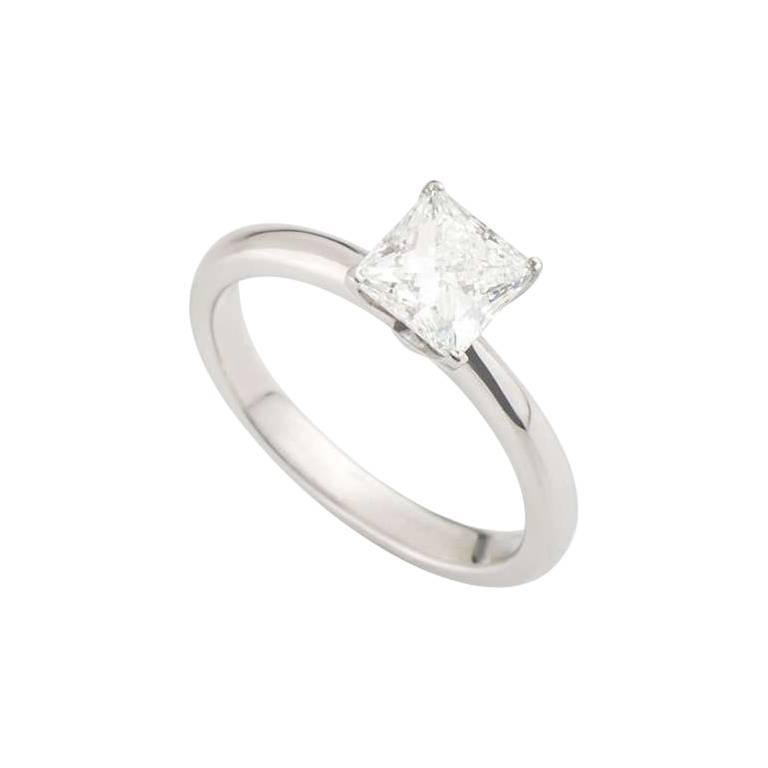 Tiffany & Co. Platinum Princess Cut Diamond Engagement Ring 1.05 Carat