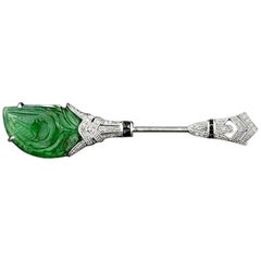 Hand-Carved 16.66 Carat Emerald Pin/Brooch