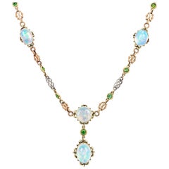 Vintage Austrian Opal and Garnet Necklace