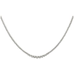 Contemporary 2.60 Carat Diamond White Gold Line Necklace