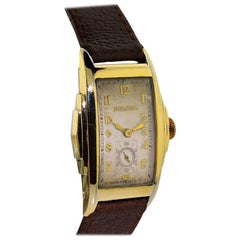 Antique Bulova Yellow Gold Filled Art Deco Curvex Manual Wristwatch, 1930s