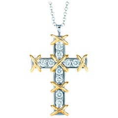 Tiffany & Co. Schlauberger 18 Karat Diamond Cross Necklace