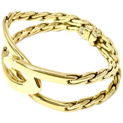Vintage 1970s Cartier Double C 18 Karat Yellow Gold Bracelet
