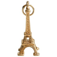 Eiffel Tower Pendant Charm 14 Karat Yellow Gold