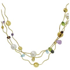 Three Strand Gemstone Necklace