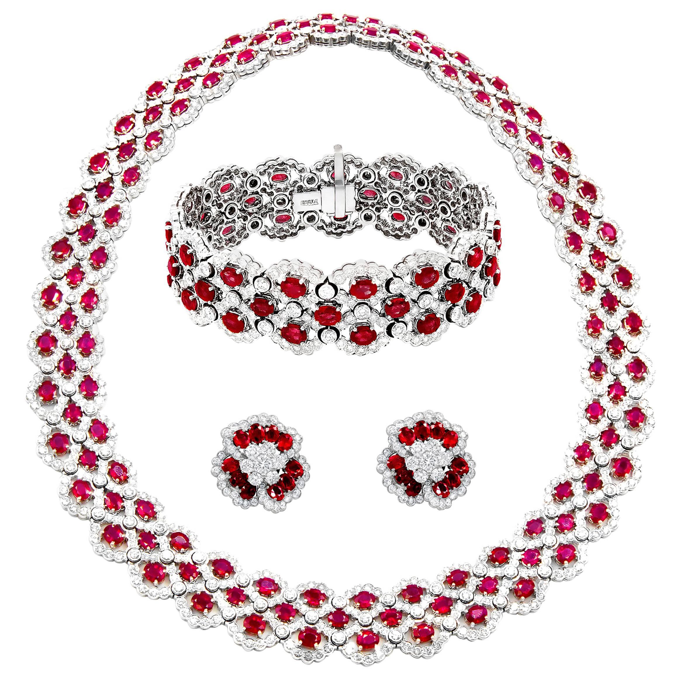 One of a Kind Burmese Ruby and Diamond Set