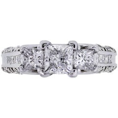 Princess Cut Diamond Three Stone Engagement Ring