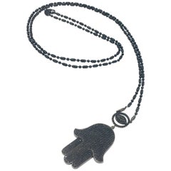 Black Diamond Hamsa Necklace 