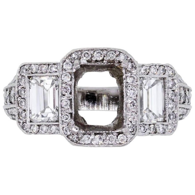 Emerald Cut Diamond Ring Mounting at 1stDibs