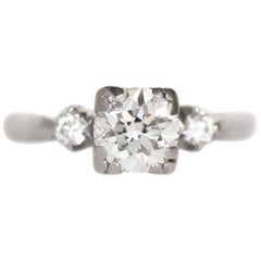 Vintage .80 Carat Diamond Platinum Engagement Ring