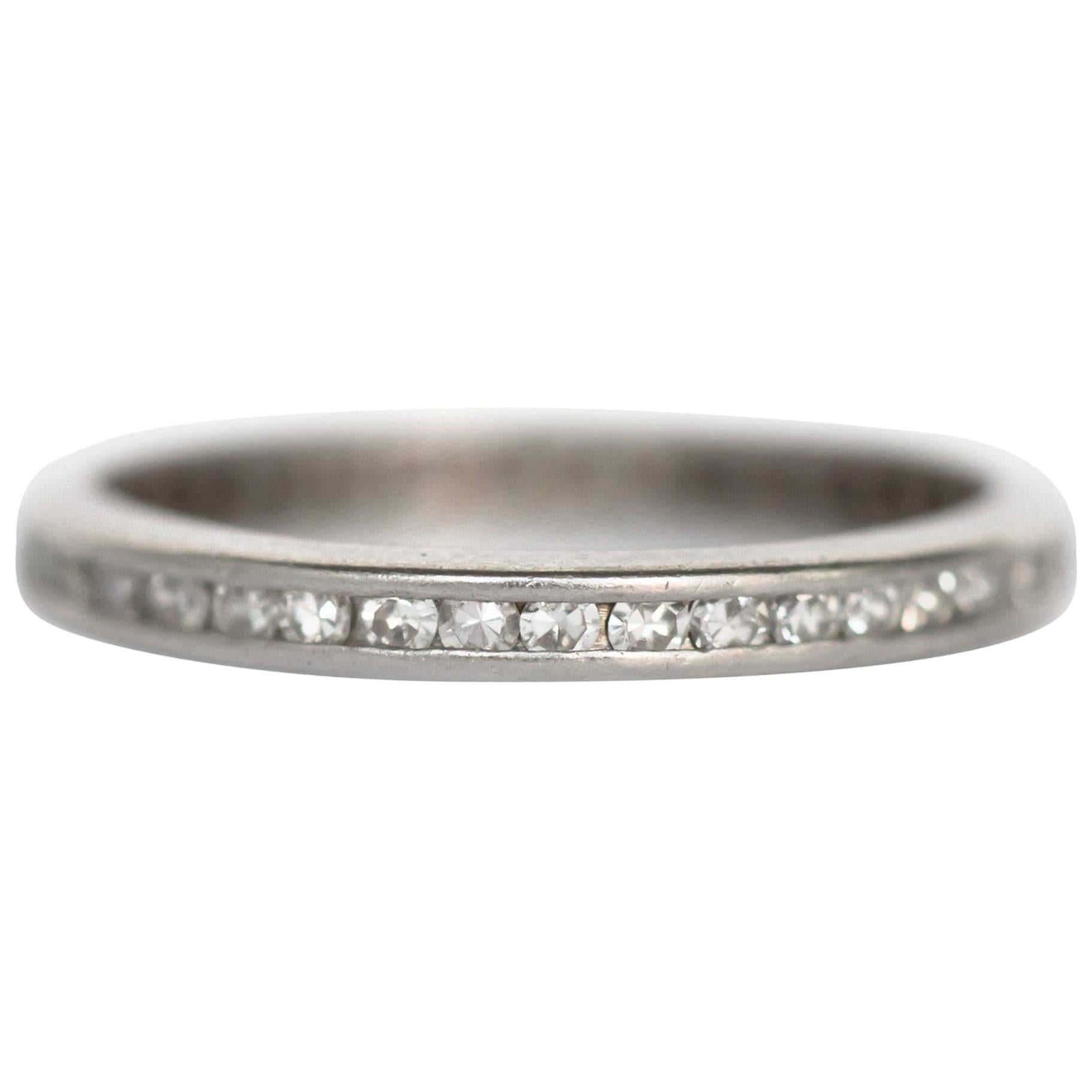 1920 Art Deco .50 Carat, Total Weight Diamond Platinum Wedding Band For Sale