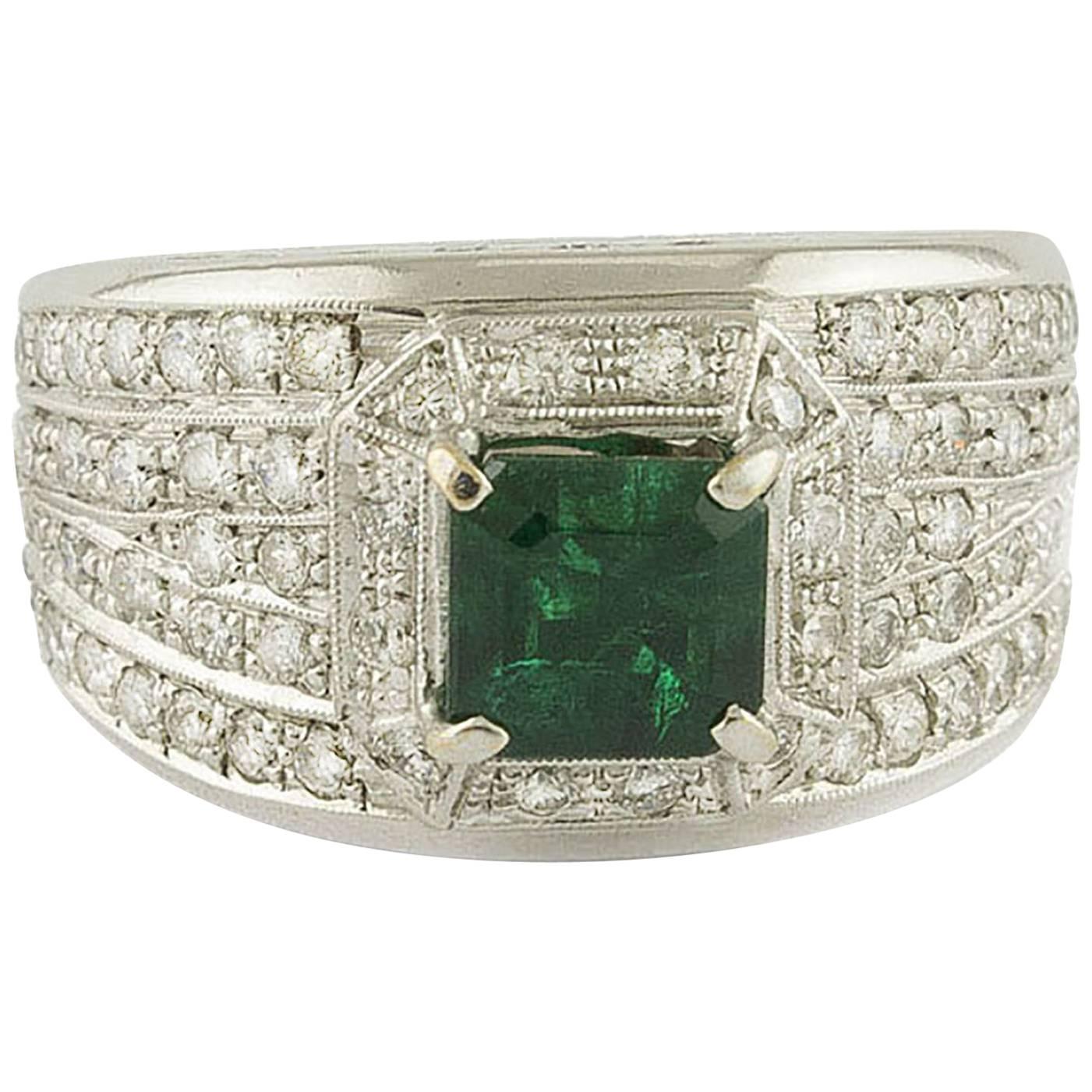 Emerald Diamonds White Gold Band Ring