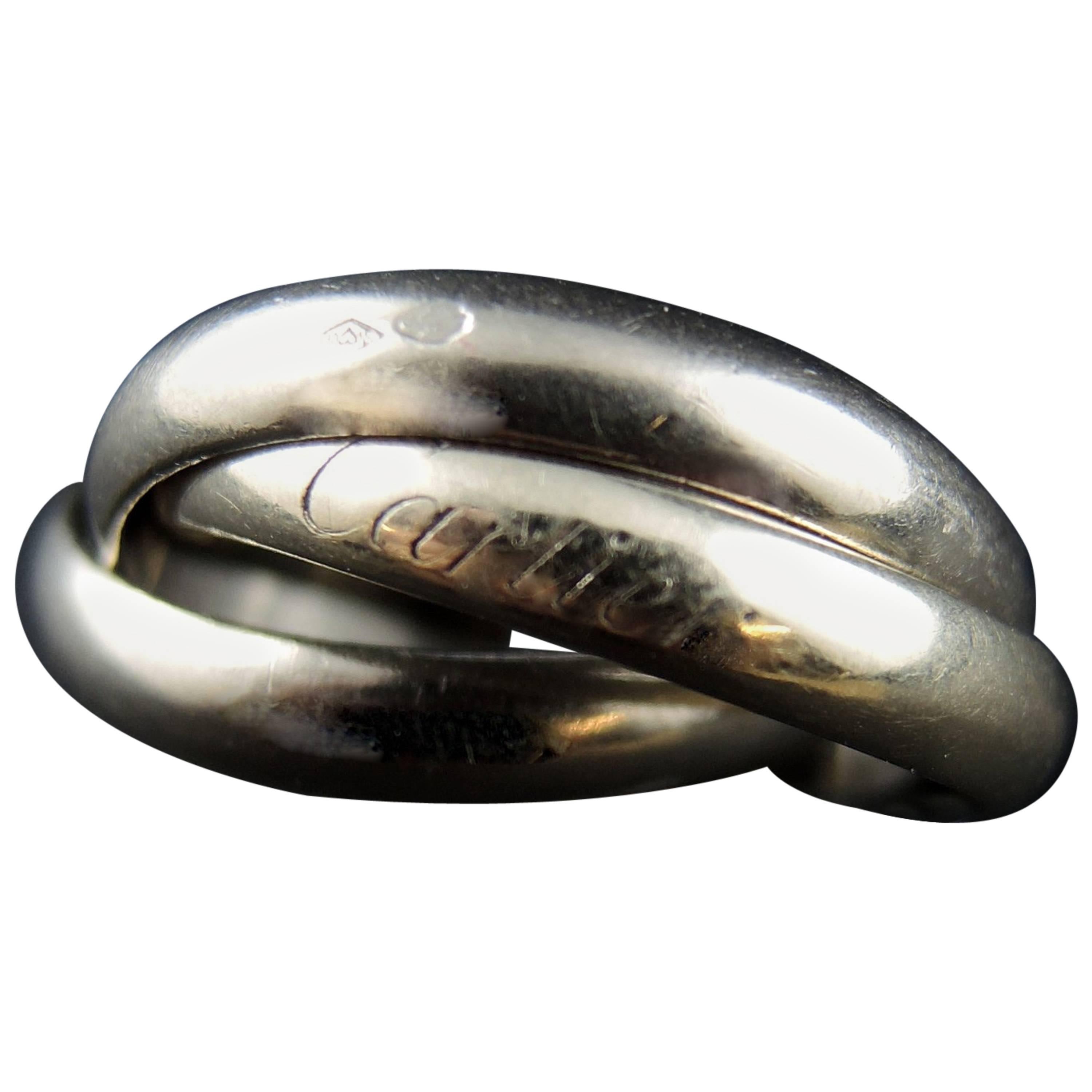 Cartier Trinity White Gold Band Wedding Ring For Sale