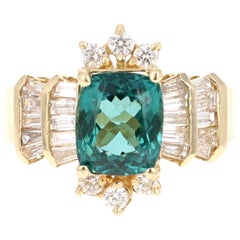 3.69 Carat Apatite Blue Diamond Cocktail Ring