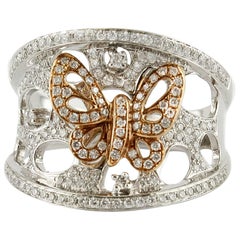 Bow-Ring aus Weiß- und 18 kt Roségold mit Diamanten