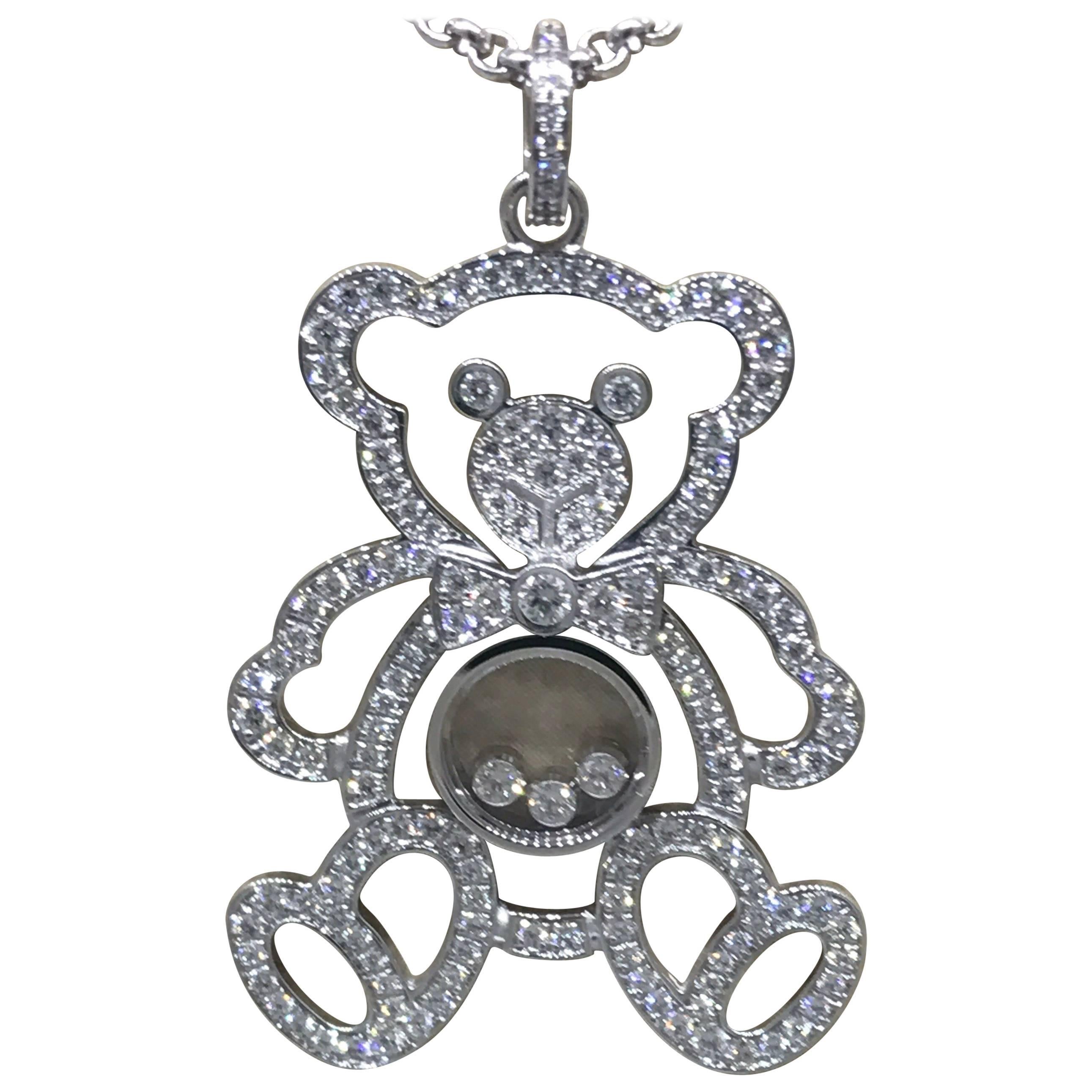 Chopard Happy Diamonds White Gold Teddy Bear Pendant / Necklace
