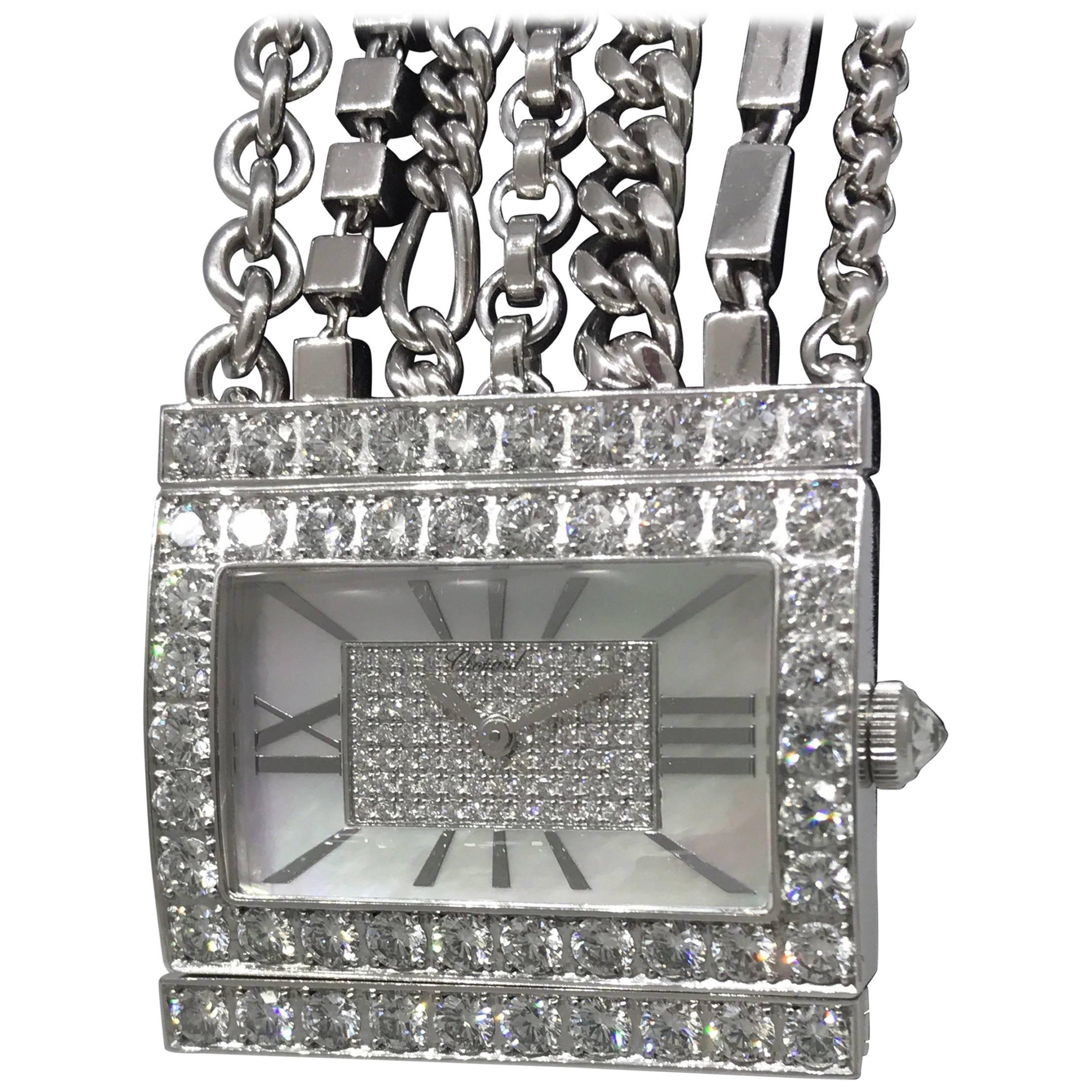 Chopard Boutique Special Edition White Gold and Diamond Bracelet Ladies Watch For Sale