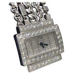 Chopard Classique 18 Karat White Gold Pave Diamond Chains Bracelet Ladies Watch