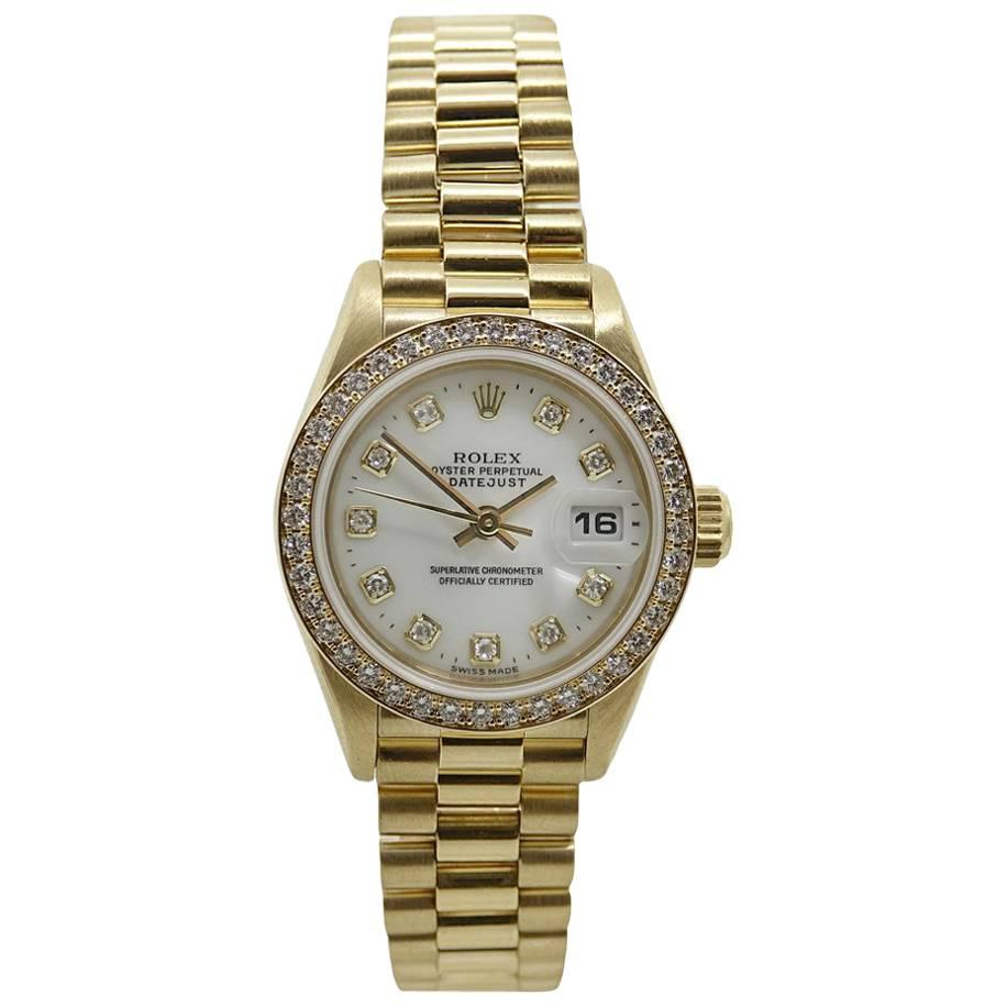Rolex Yellow Gold Ladies President Model #69138, circa 1995 For Sale