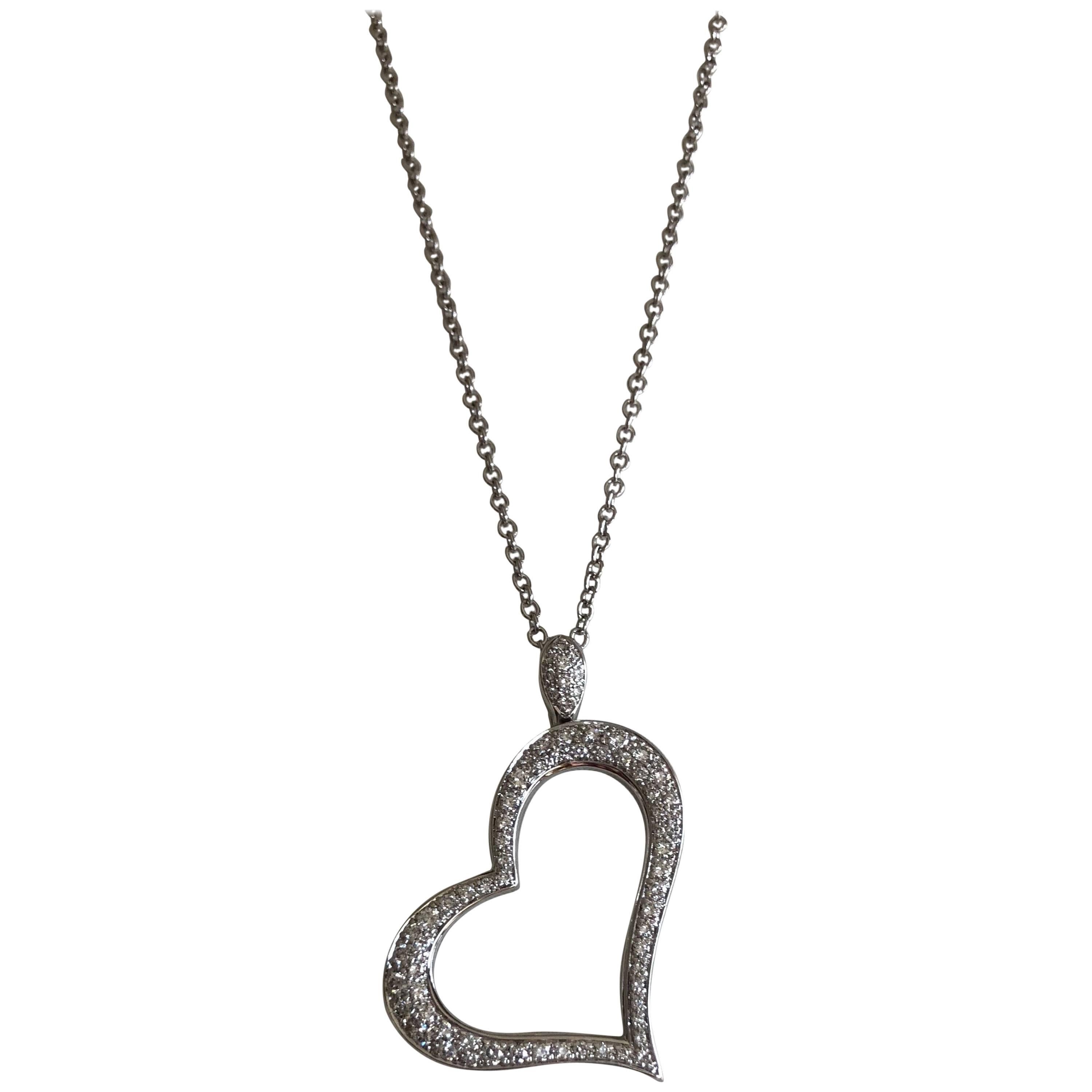 Piaget Heart-Shaped 18 Karat White Gold Pendant Necklace with Diamonds