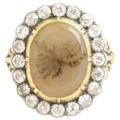 Antique Pictorial Agate and Diamond Ring