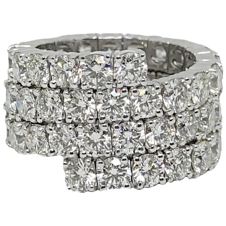 11.92 Carat Diamond Spiral White Gold Ring For Sale