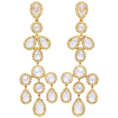 Platinum and 18 Karat Yellow Gold Diamond Chandelier Earrings