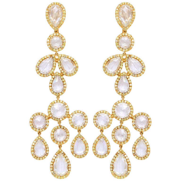 Antique Diamond Gold Platinum Earrings at 1stdibs