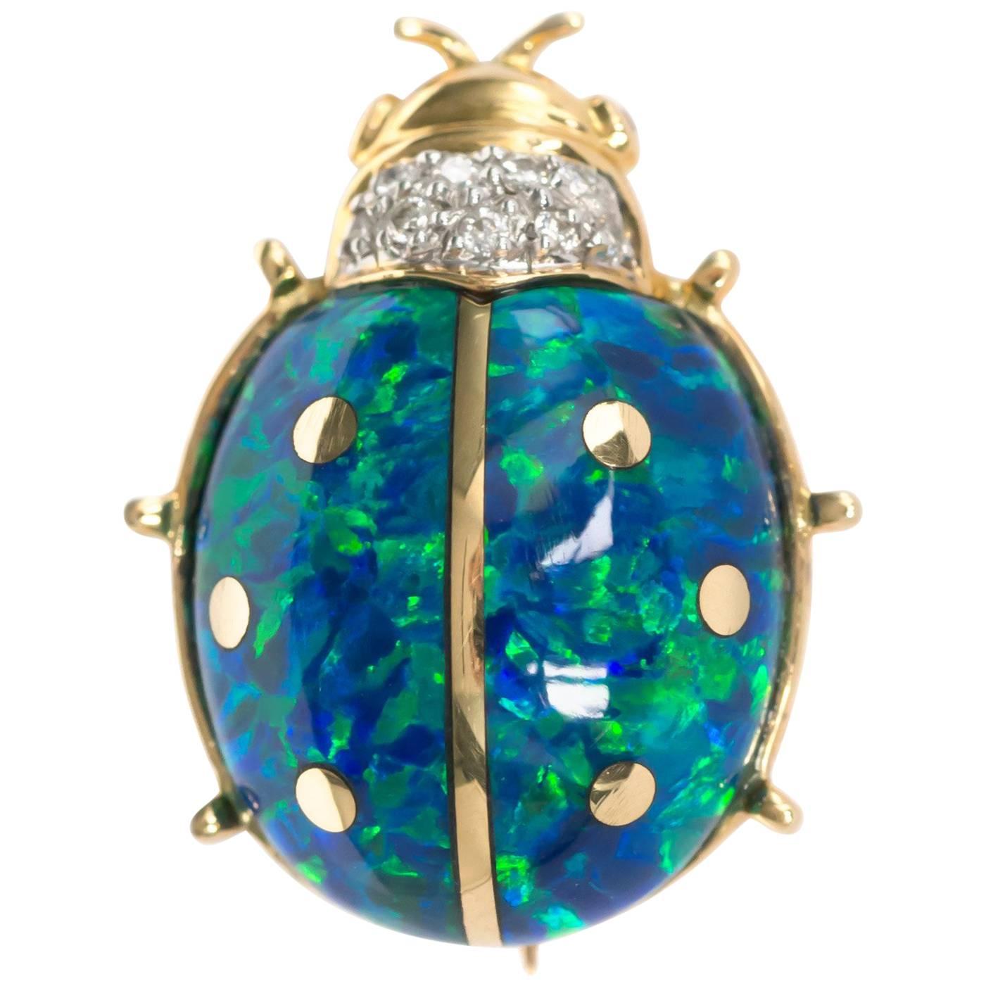 18 Karat Yellow Gold Beetle Pin