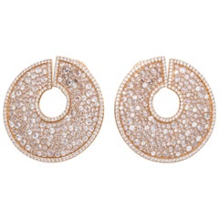 18 Karat Rose Gold Diamond C-Scroll Earrings