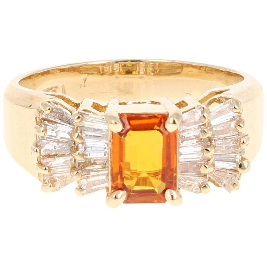 1.78 Carat Sapphire Diamond 14K Yellow Gold Ring