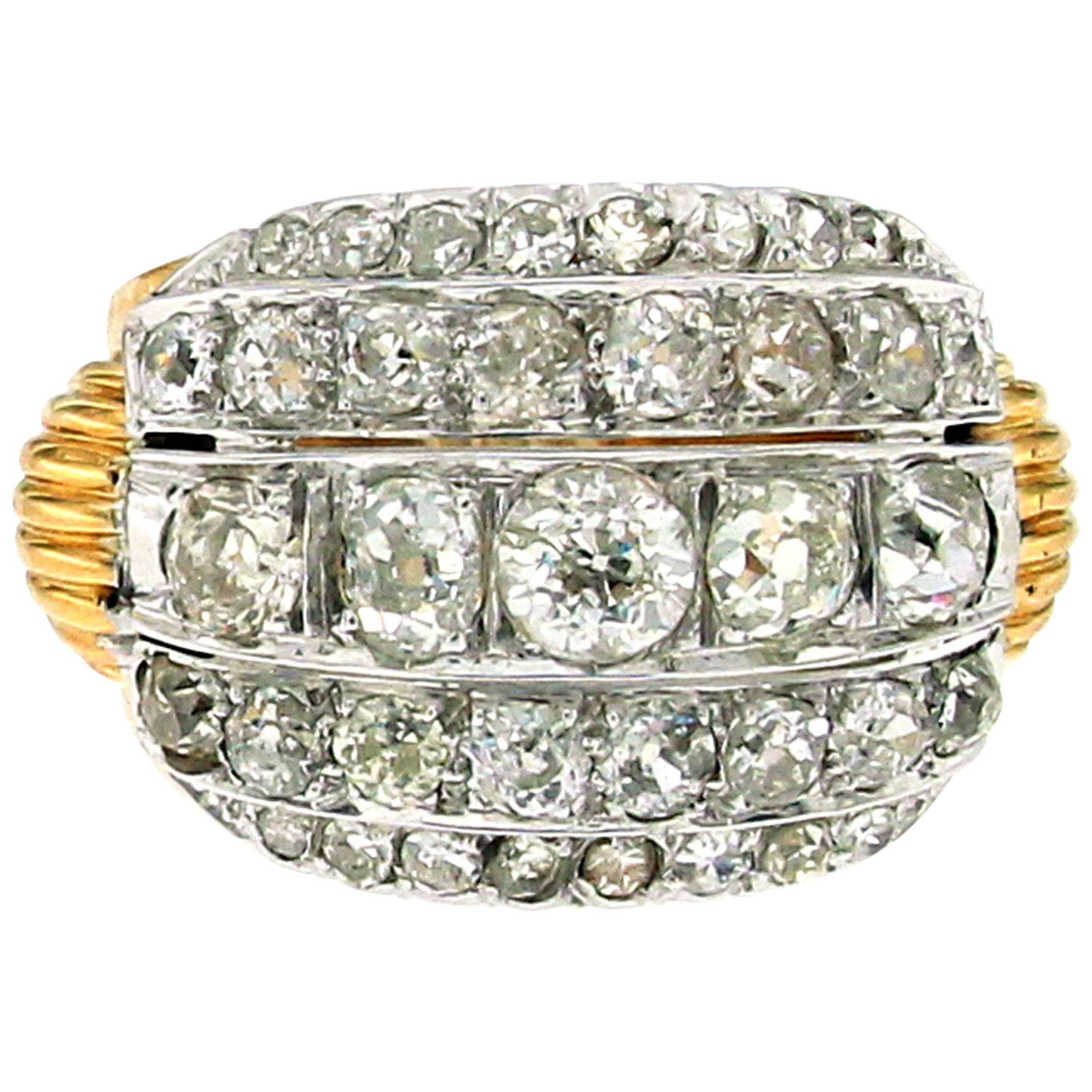 Authentic 1940 Diamond Cocktail Gold Ring