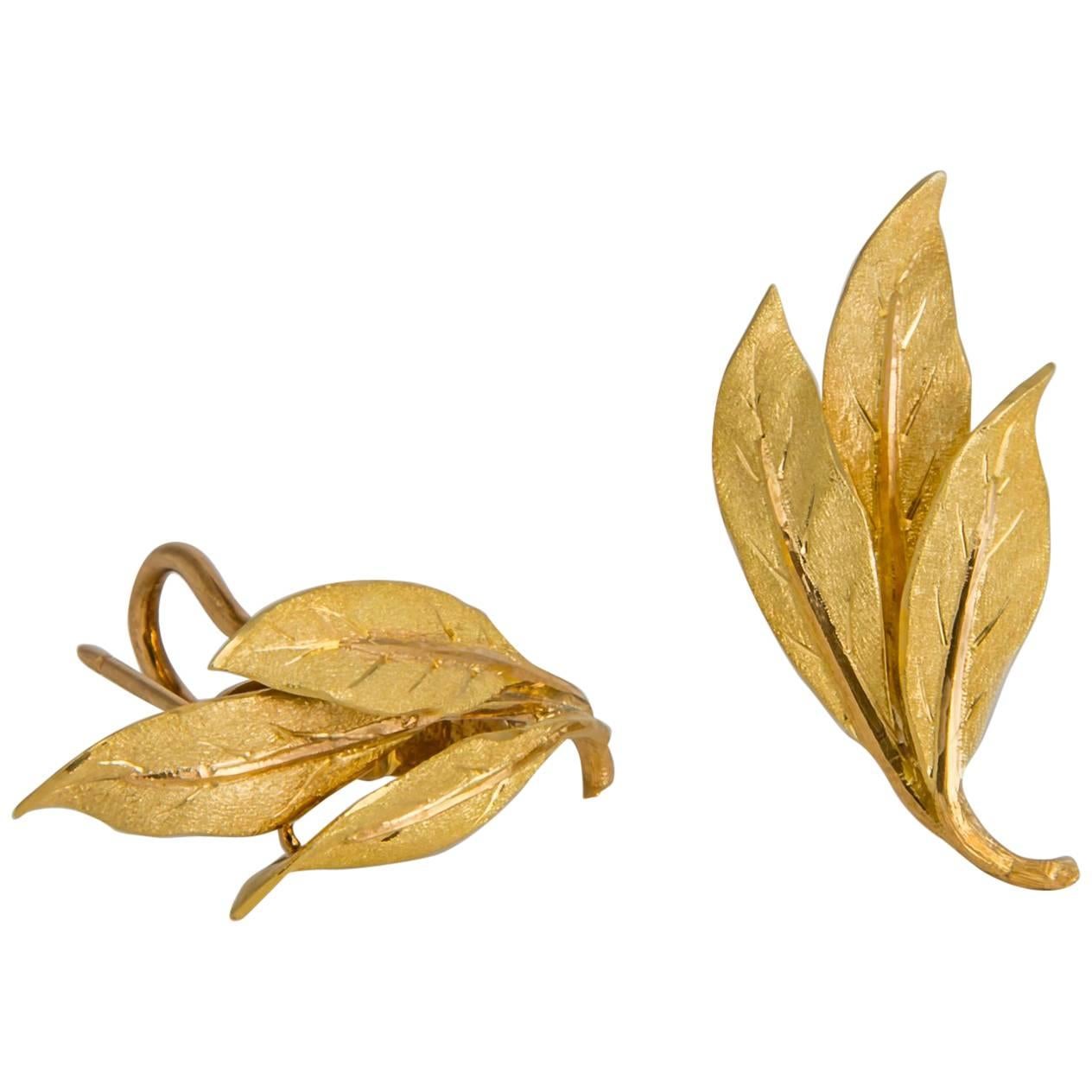Buccellati Triple Leaf Gold Earrings