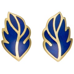 Tiffany & Co. Lapis Leaf Motif Earrings