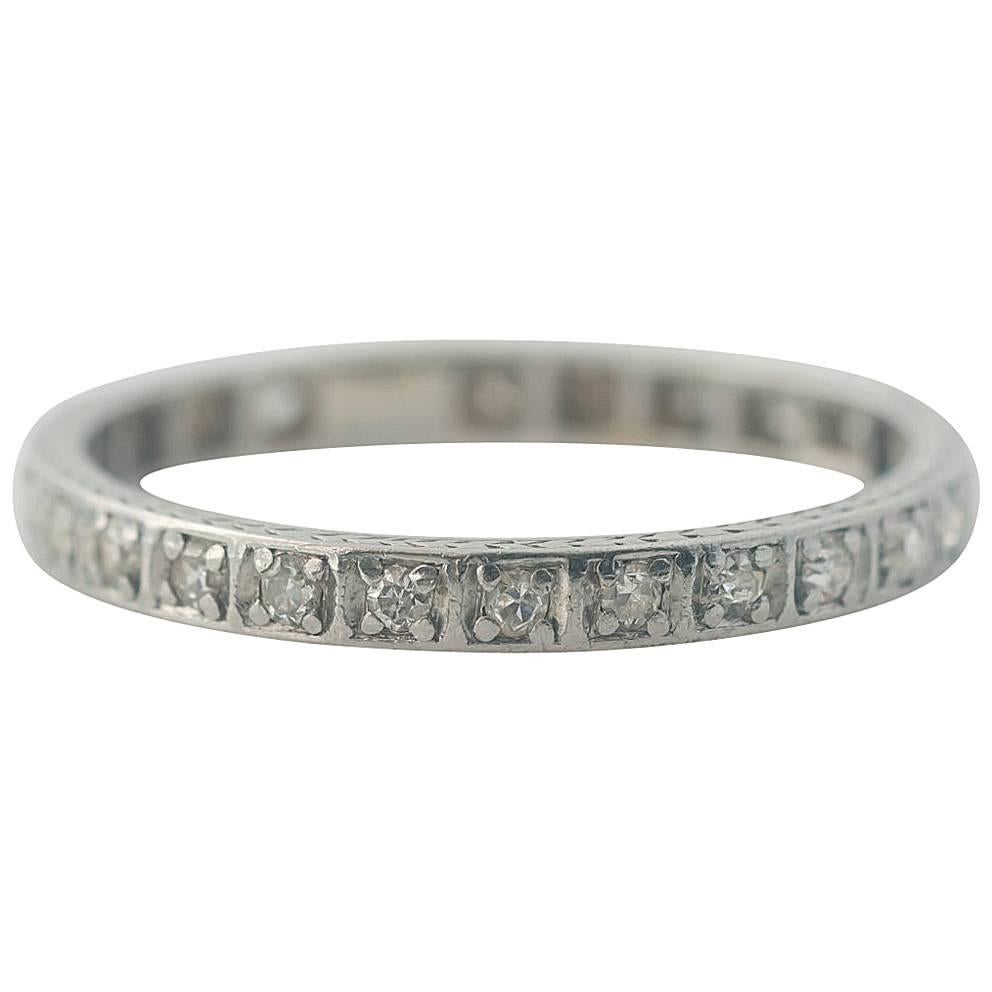 1920s 0.40 Carat Diamond and 14 Karat Gold Eternity Band Wedding Ring