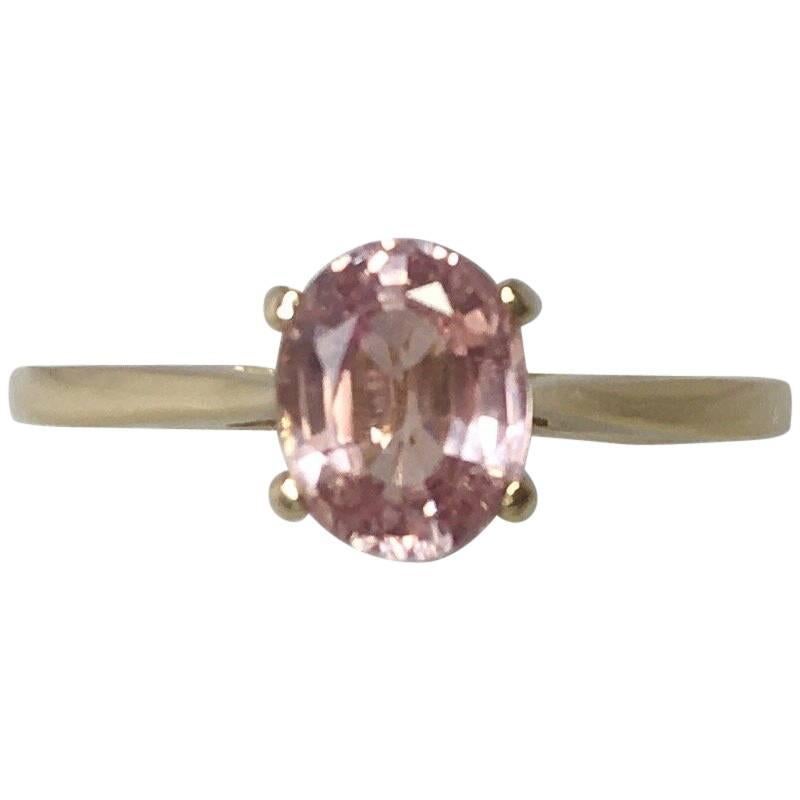 IGI Antwerp Certified Untreated Ceylon Pink Orange Sapphire Solitaire Gold Ring