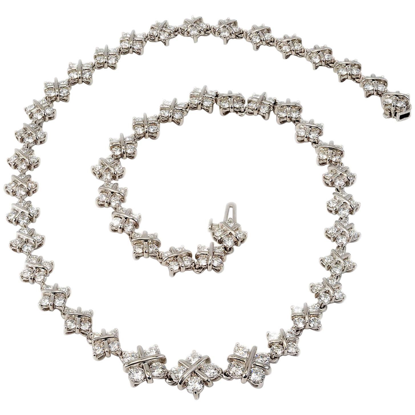 10.98 Carat Diamond X Link Platinum Necklace