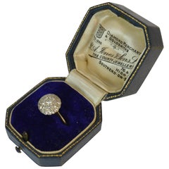 Art Deco 18ct Gold & Diamond Cluster Ring with Original Box & Receipt from 1933