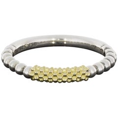 Lagos Yellow Gold and Sterling Silver Caviar Icon Stack Ring