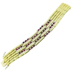 Fluid 18 Karat Yellow Gold Ruby and Diamond Bracelet