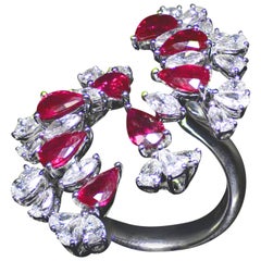 Burma Ruby Diamond Cocktail Ring