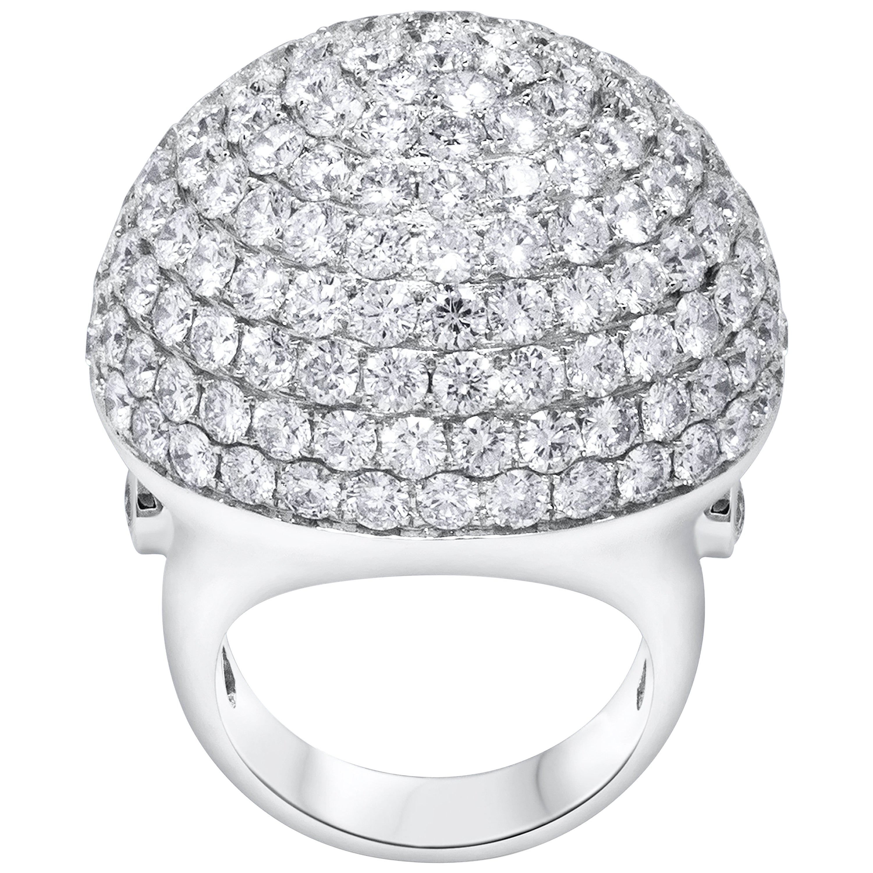 Micro Pave Diamond Gold Dome Ring For Sale at 1stDibs