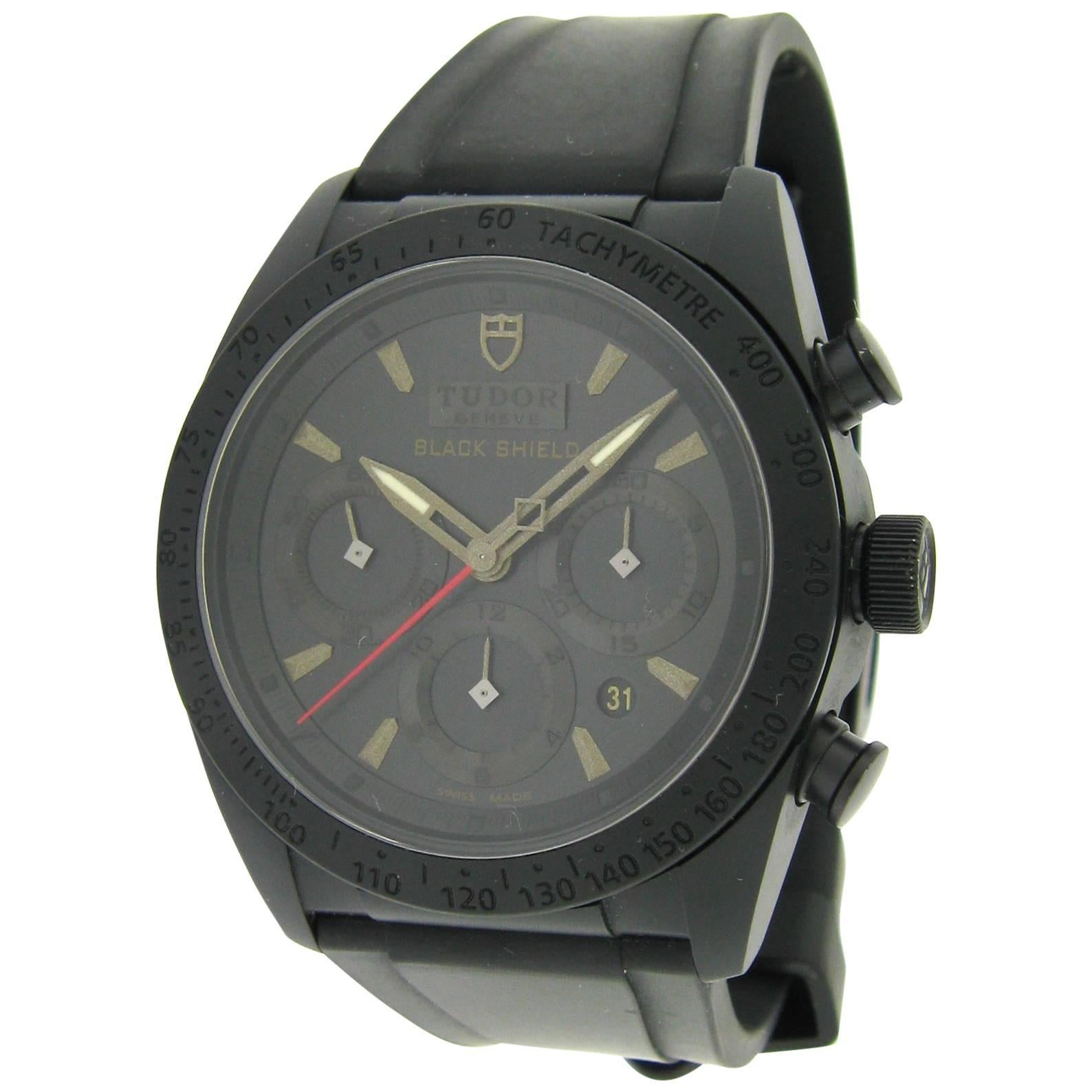 Tudor Ceramic Fastrider Black Shield Chronograph Self Winding Wristwatch