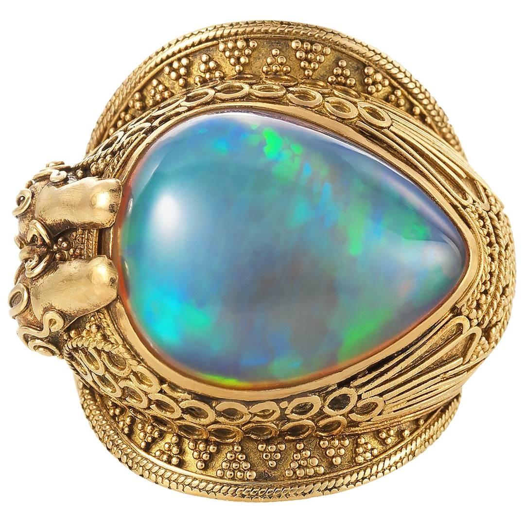 Carolyn Tyler Ramses Gold and Ethiopian Opal Ring